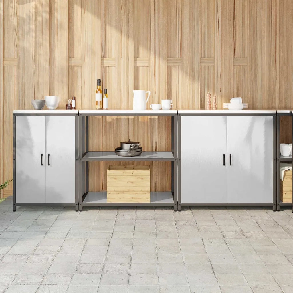 vidaXL Set di Stoccaggio per Cucina 3 pcs Argento 240 x 50 x 92 cm