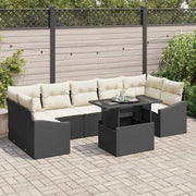Set Divano da Giardino 8 pcs Nero e Crema polyrattan 3348953