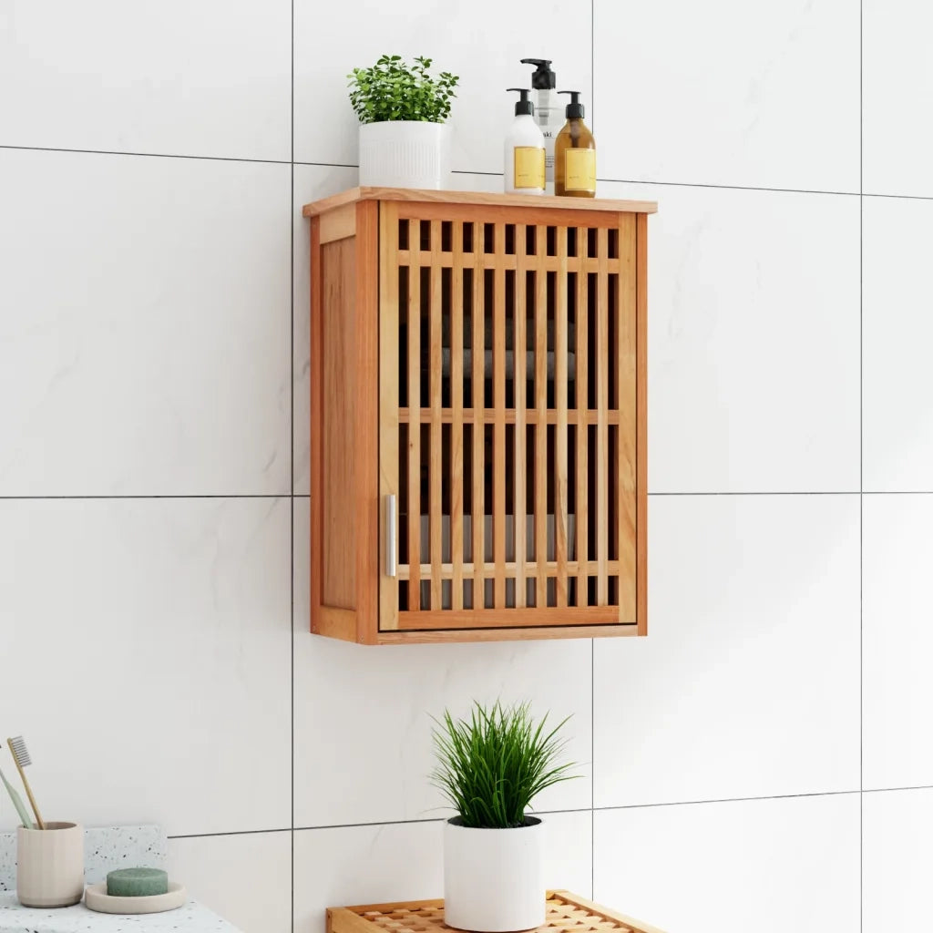 Armadietto da Bagno a Parete 42x23x60 cm Legno Massello di Noce 350357