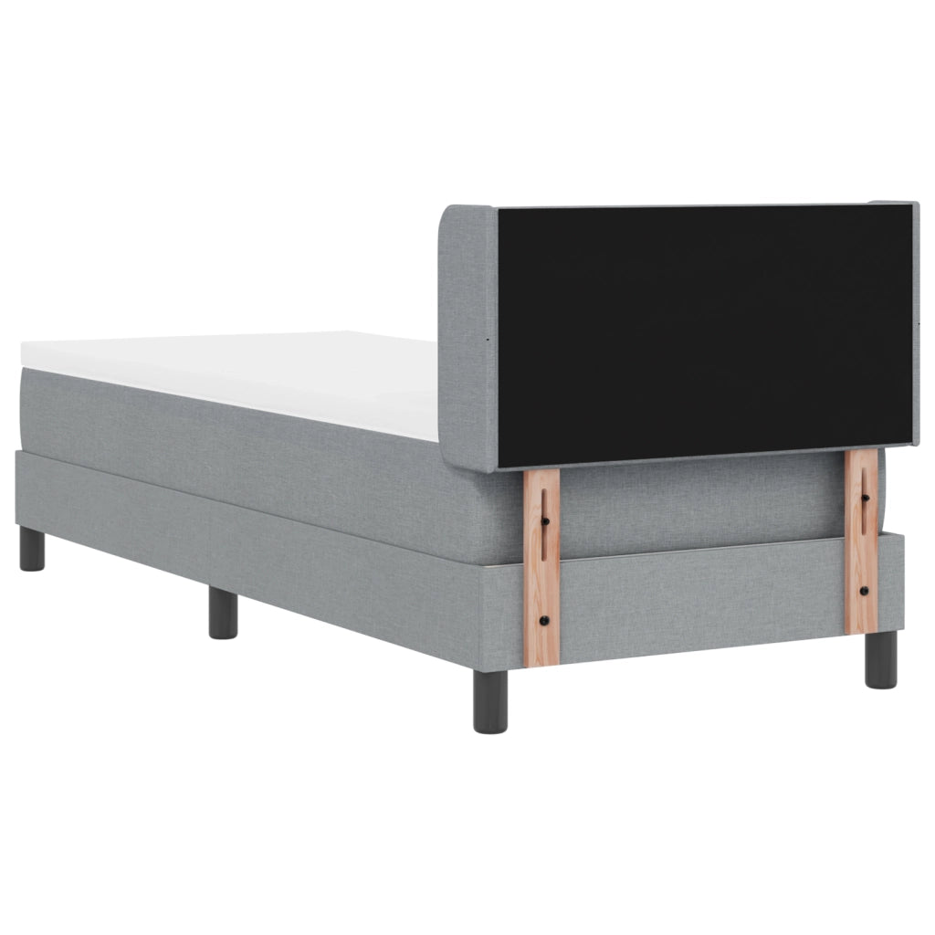 Letto con Box Spring e Materasso Grigio Chiaro 80x200 cm in Tessuto