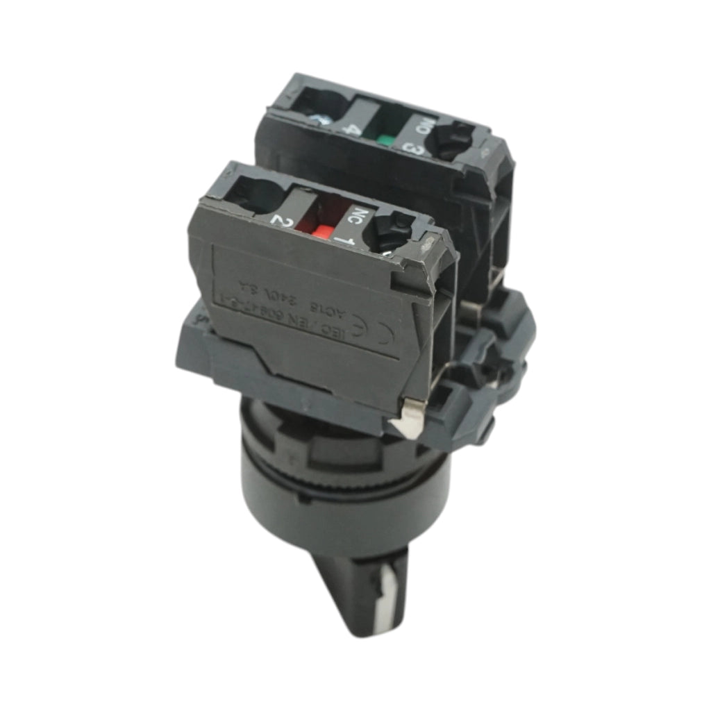 Selettore a 2 posizioni con ritenuta nero 1NO+1NC, 240V/10A, TB5-AJ25 Breckner Germany