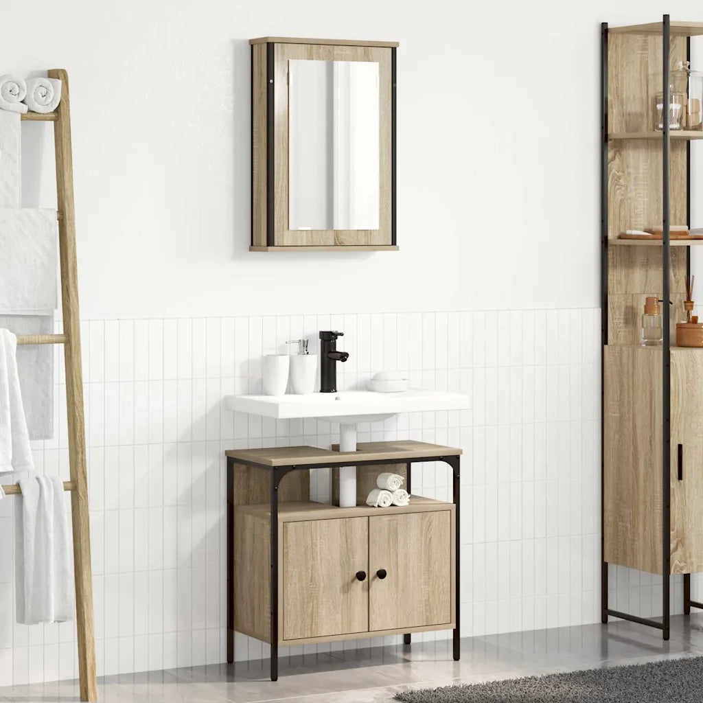 Set di mobili per il bagno 2 pcs Marrone Legno multistrato 3345132