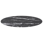 Piano per Tavolo Nero Ø80x1 cm Vetro Temperato Design Marmo 322266