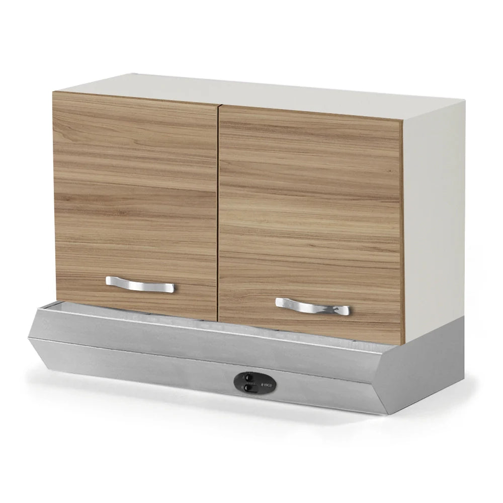 Pensile Cappa per cucina componibile da 90 cm con due ante linea MAKA, realizzato in legno 100% MADE IN ITALY, colore Noce