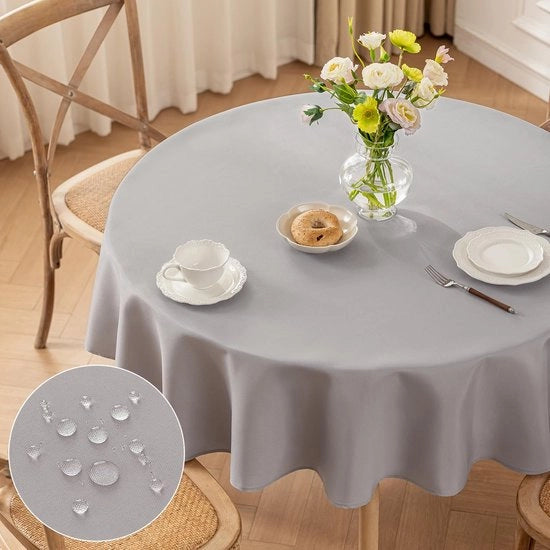 Tavolo Rond Copertina in Tela, Φ160cm Coperture per Tavolo Lavabili in Poliestere, Luce Acqua-Resistente con Effetto Lotus, Durevole Resistente ai graffi per Casa, Matrimoni, Feste