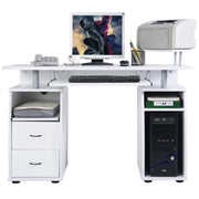 Scrivania da Computer, Scrivania con Cassettiera e Porta Hardware,120 x 55 x 85 cm (Bianco)