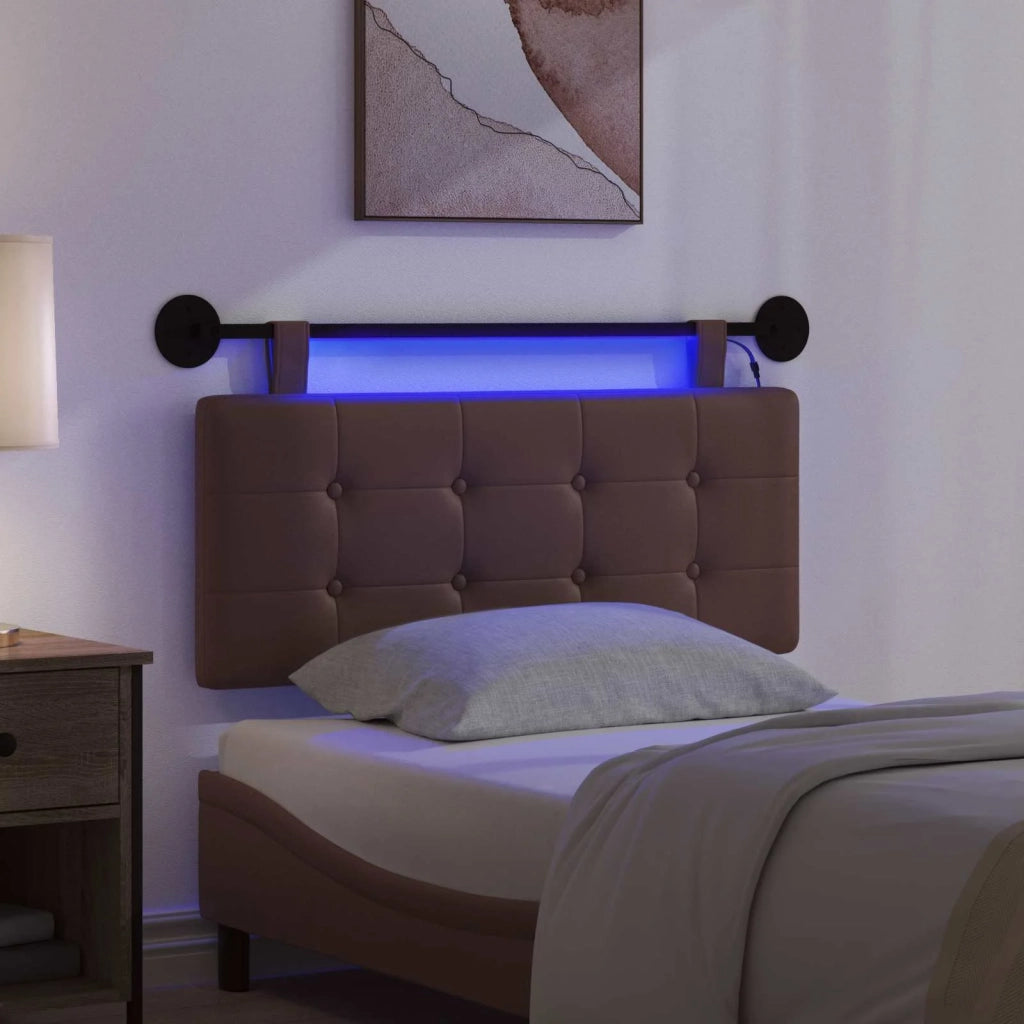 Testiera | Testata sospesa Con luce LED Marrone Similpelle