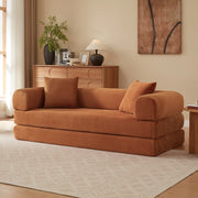 Divano letto modulare in velluto terracotta