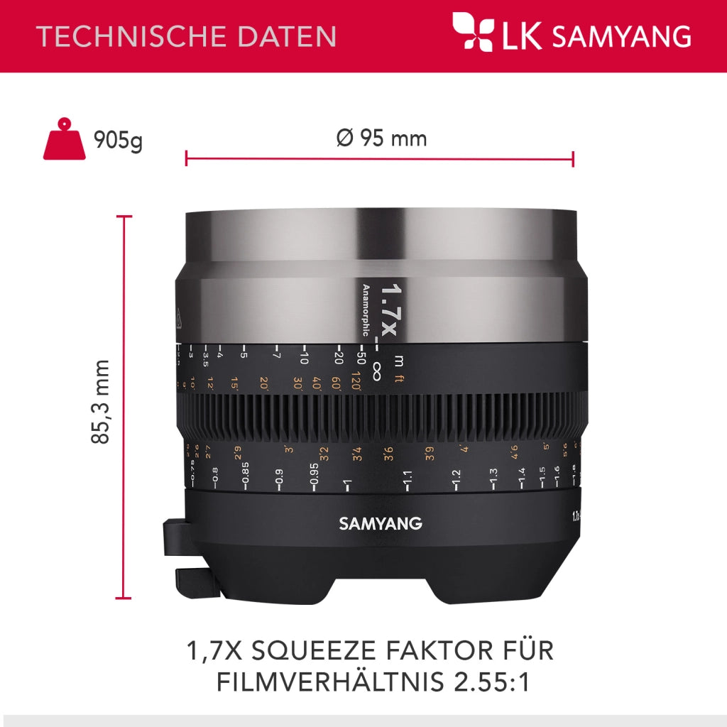 Adattatore anamorfico per la serie V-AF con fattore di compressione 1.7X, per obiettivi anamorfici con velocità T1.9, compatibile con 5 obiettivi