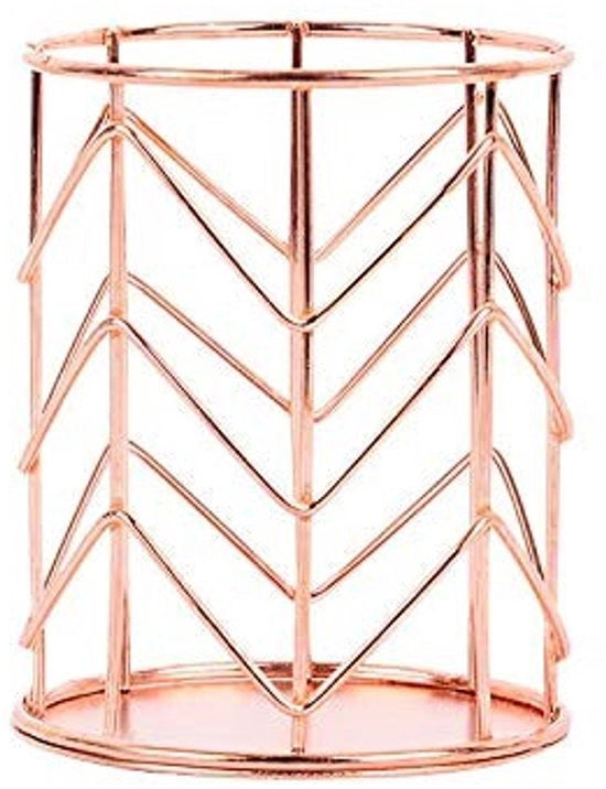 Organizzatore in metallo per ufficio multifunzionale - Design moderno - Rose Gold - Dimensioni 8 x 10 cm - Penna e matita