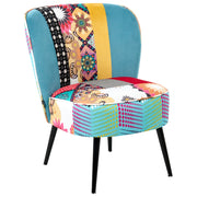 Poltrona Blu Tessuto multicolore senza braccioli Sedia senza braccioli capitonnè Verticale Gambe In Legno