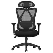 Sedia da ufficio in tela sedia per computer seduta ergonomica supporto lombare regolabile poggiatesta regolabile schienale reclinabile capacità di carico 150 kg altezza regolabile nero 12_0004856