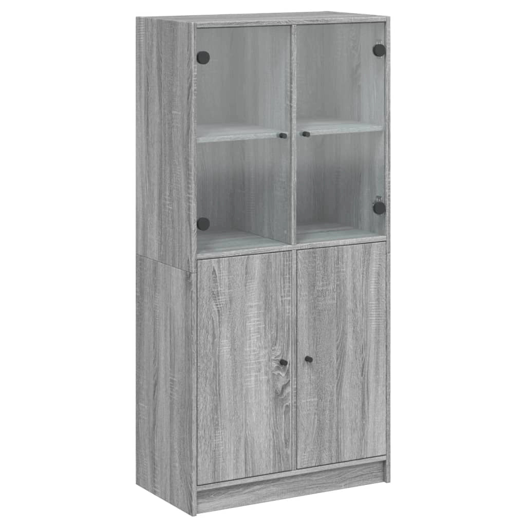 Buffet credenza cassettiera mobiletto mobile contenitore organizer cucina soggiorno salotto alto con ante rovere Sonoma 68 x 37 x 142 cm legno ingegnerizzato grigio 02_0032244