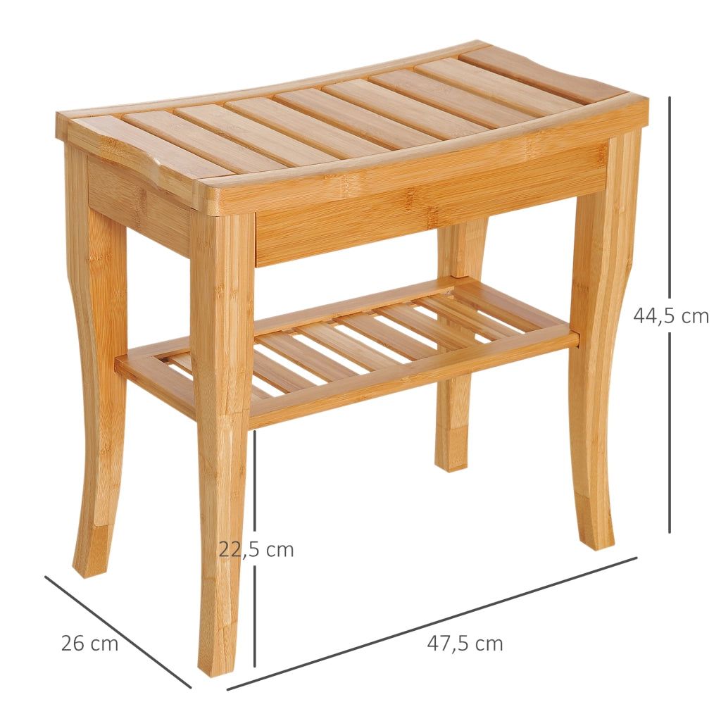Sgabello da Bagno in Bamb¨´ con Ripiano ¨C Zephmum ¨C 47.5x26x44.5 cm