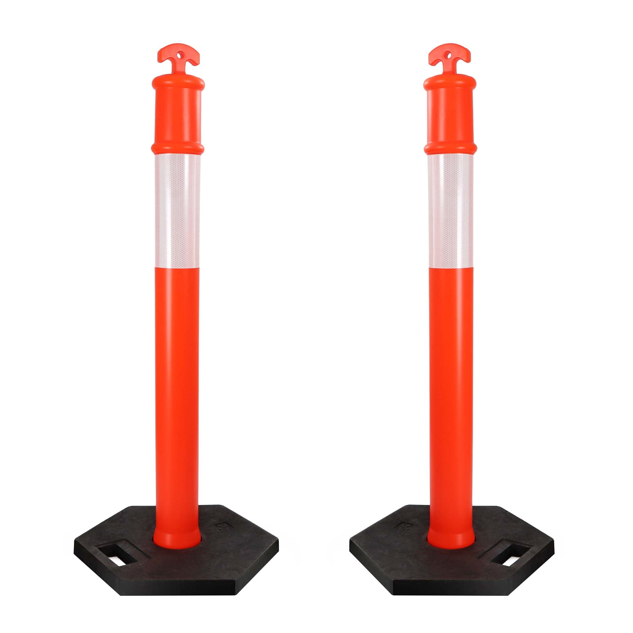 Paletti delimitatori catarifrangenti 110 cm con base ottagonale, 2 pali segnaletici stradali