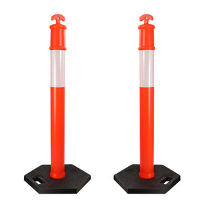 Paletti delimitatori catarifrangenti 110 cm con base ottagonale, 2 pali segnaletici stradali