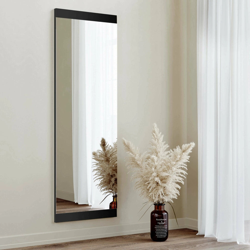 Alnasl, Specchio Materiale Struttura in Legno Nobilitato, 2.2x40h cm Nero