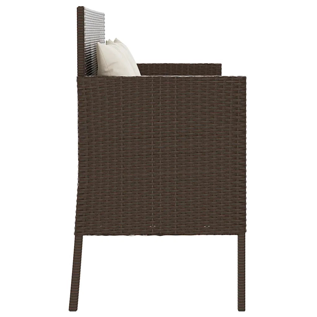 Panca da Giardino con Cuscini-Sgabello-Panca da esterno Marrone in Polyrattan 101806