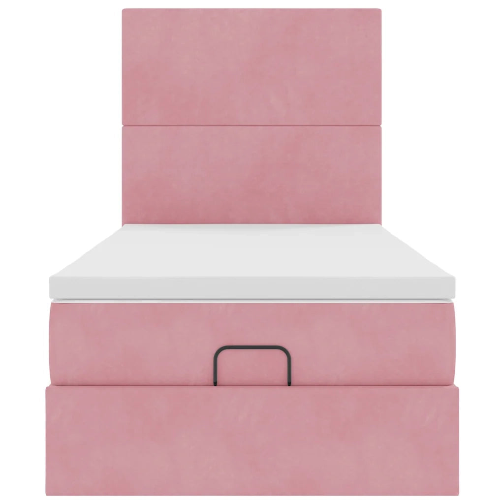 Struttura Letto Pouf con Materassi Rosa 100x200 cm Velluto 3314233