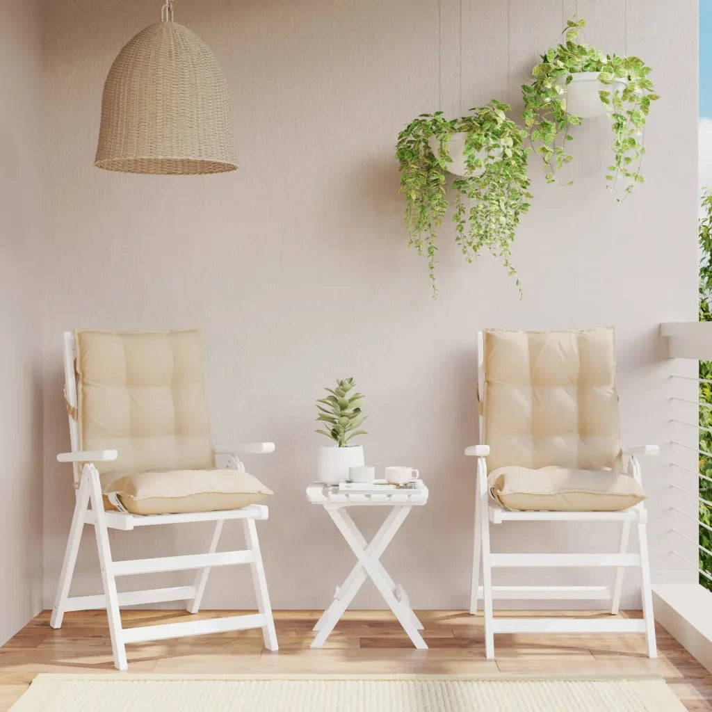 Cuscini per Sedia Schienale Basso 2 pz | Cuscini per sedie Beige in Tessuto Oxford