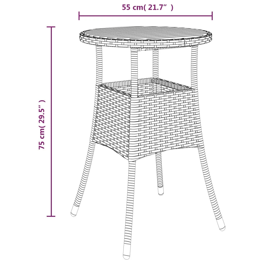 Set BistrÃ² da Giardino 3 pz con Cuscini in Polyrattan Nero