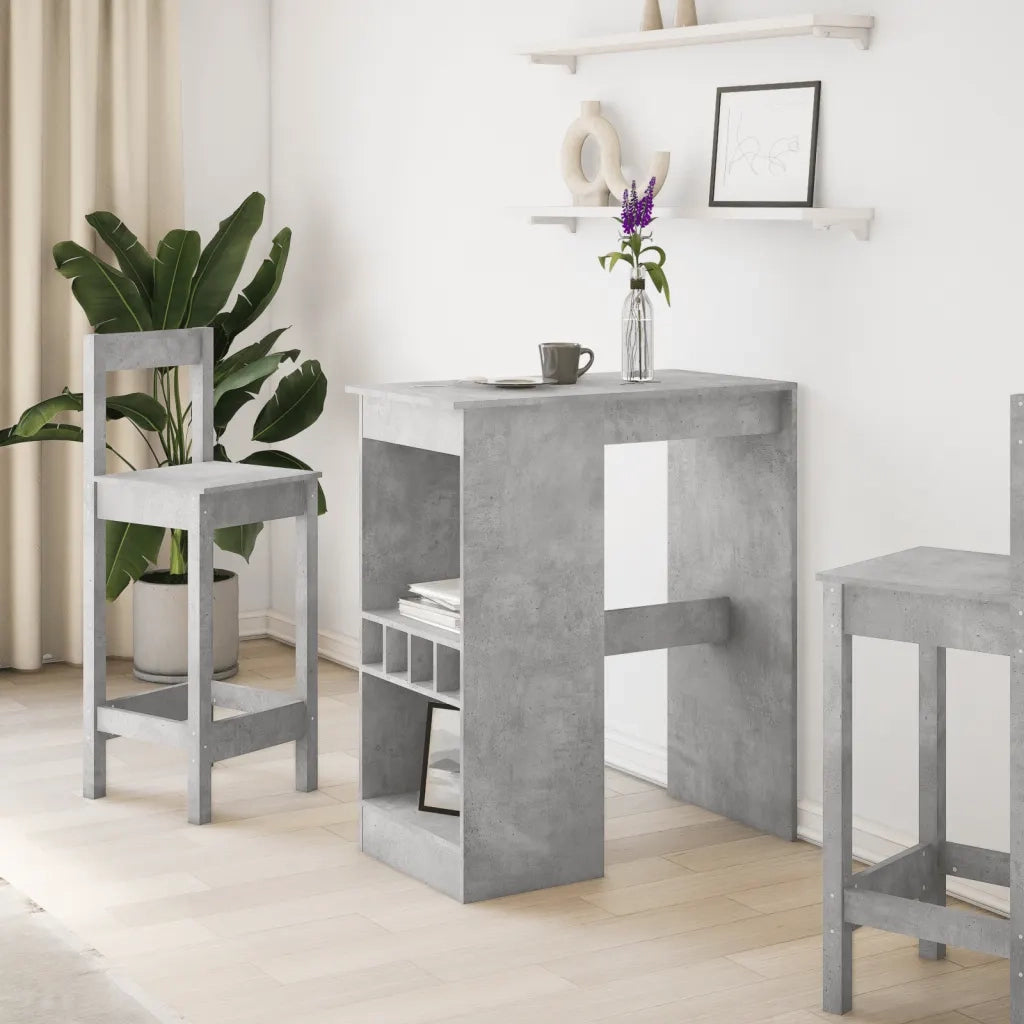 vidaXL Tavolo Bar con Rastrelliera Grigio 90x47,5x103,5 cm Multistrato