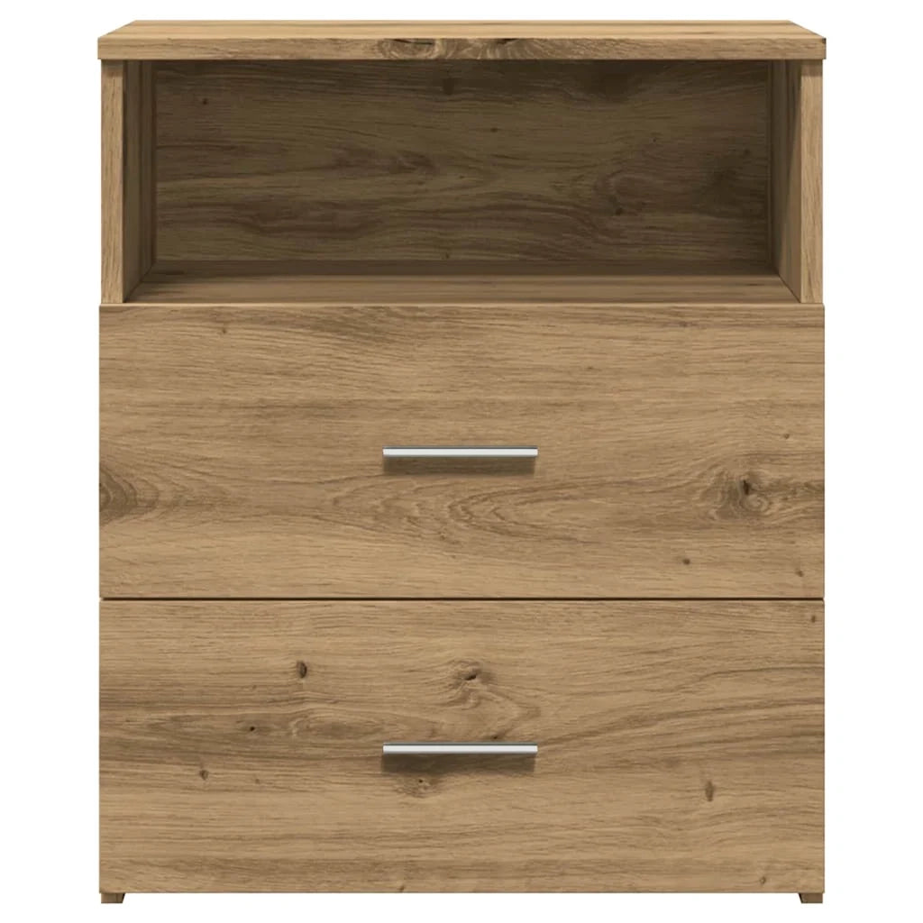 Set di 2 Comodini | Armadio da Notte | Mobiletto da notte Rovere Artigianale 50x32x60cm in Legno Multistrato