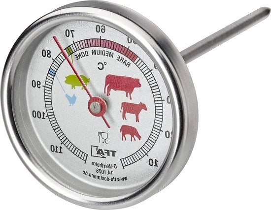Termometro per carni in acciaio inossidabile - ideale per carni pesce uccelli - termometro per barbecue Ø 51 x (L) 117 mm.