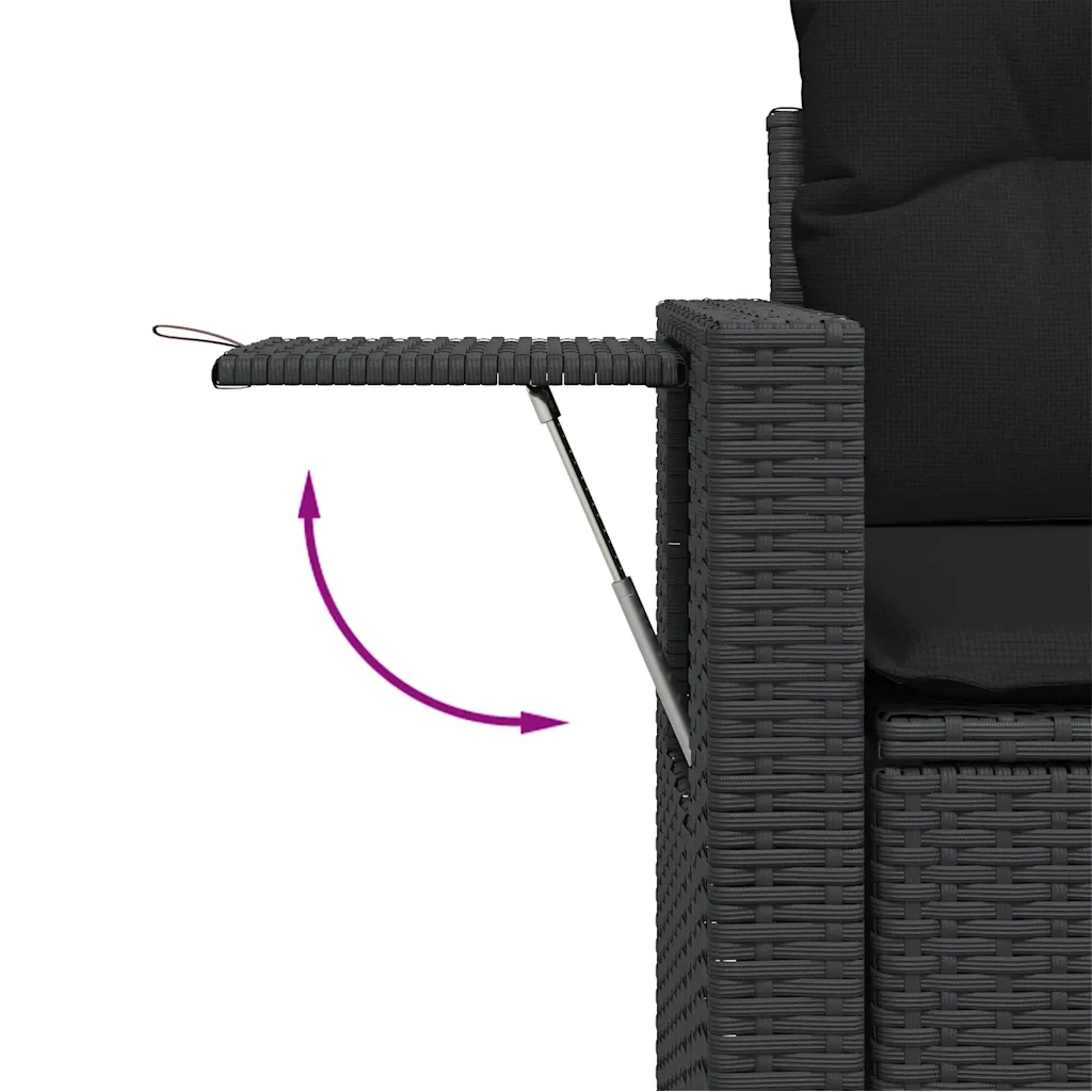 Set Divani da Giardino con Cuscini 8 pz Nero in Polyrattan 3268055