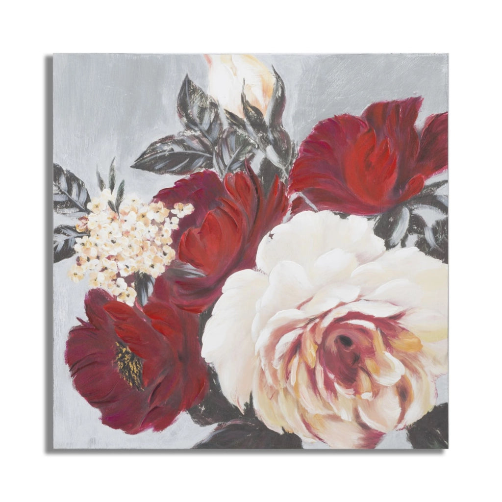 Stampa su Tela Fiori 62, Multicolore, Legno, 90x3,7x90 cm