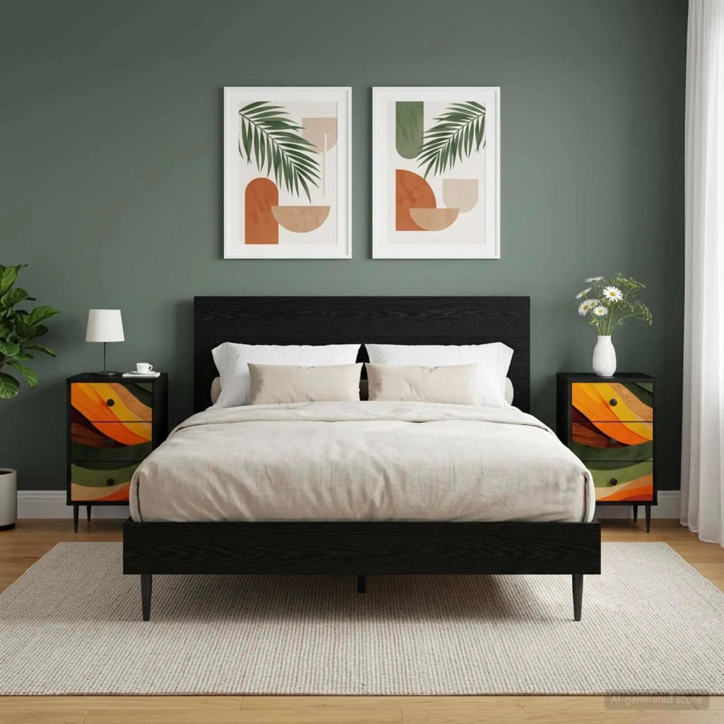 Armadio da Notte BONN 2 pz Rovere Nero 36 x 33 x 61 cm 8007334