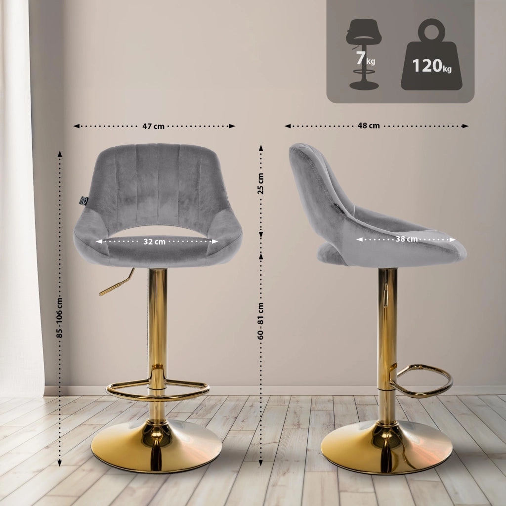 Sgabello da bar Milet velluto oro 4
