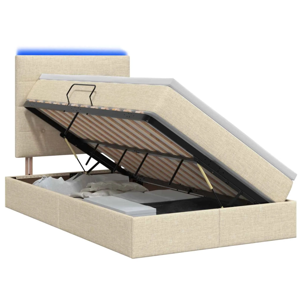 Letto con contenitore LED e materasso Crema 120 x 200 cm 3459940