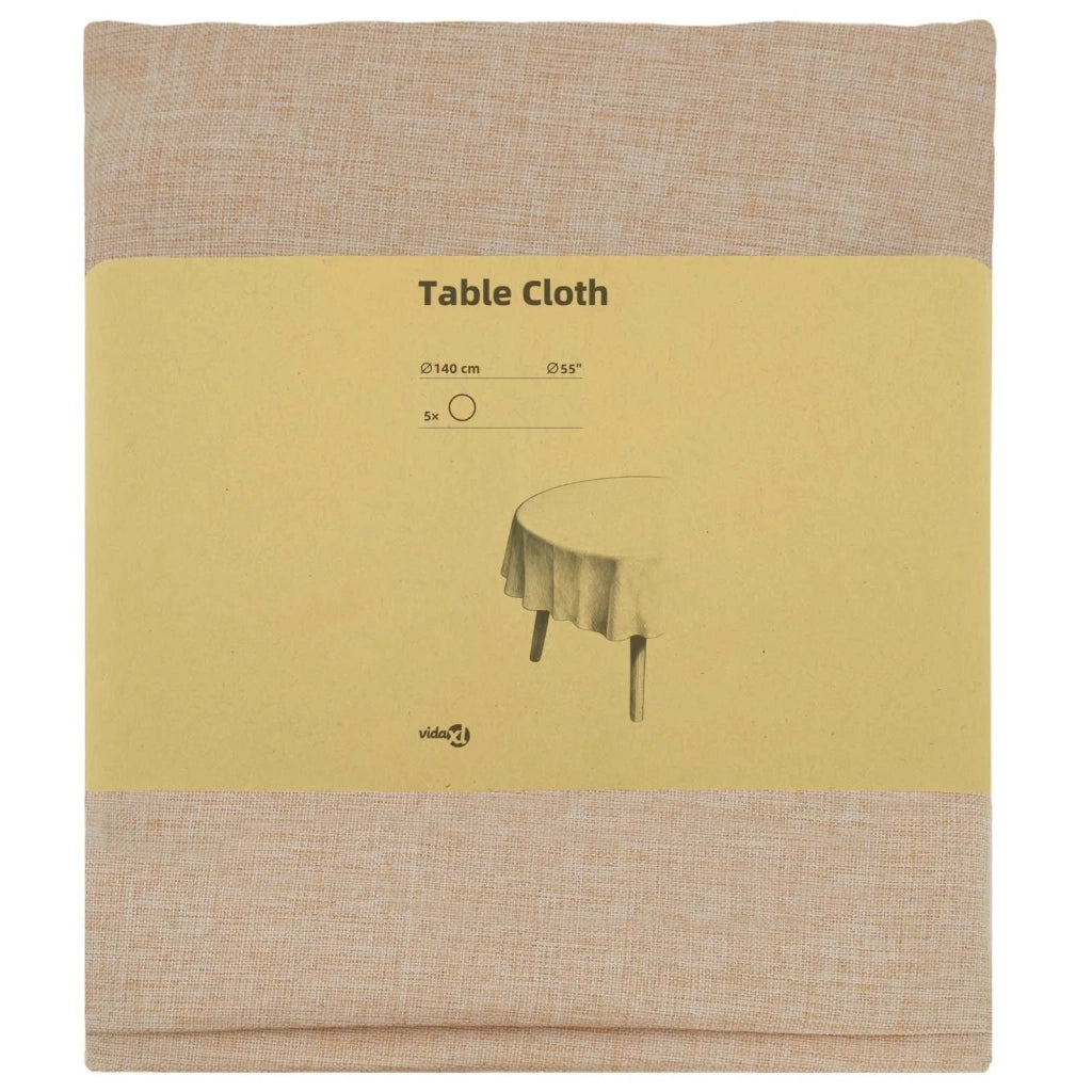 Tovaglia da Tavolo 5 pz Rotondo Beige Ø 140 cm 42040369
