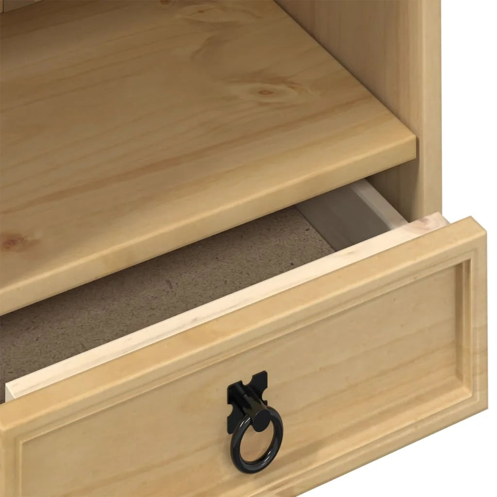 Mobiletto porta CD/scrivania rustico multifunzionale 40 x 30 x 110 cm in legno di pino massiccio 02_0056480