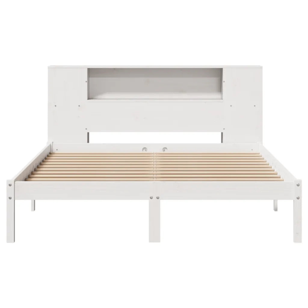 Letto Libreria senza Materasso Bianco 150x200 cm Legno di Pino