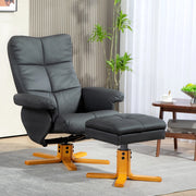 Poltrona relax girevole 360° con poggiapiedi contenitore reclinabile fino a 145° grigio scuro