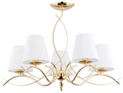 Lampadario Monza Gold oro 5 luci E14 con paralumi Alfa