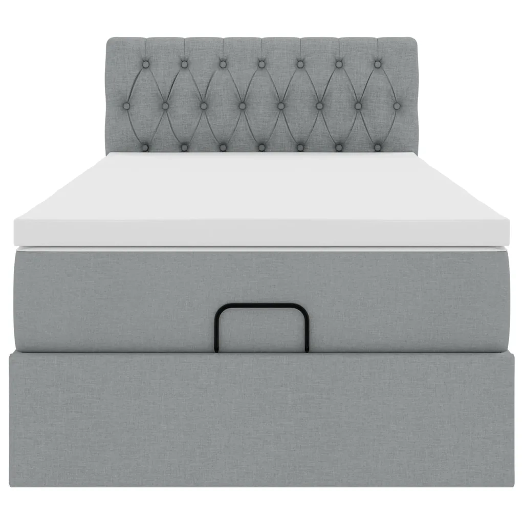 Pouf Letto con Materasso Grigio Chiaro 100x200 cm in Tessuto 3311518