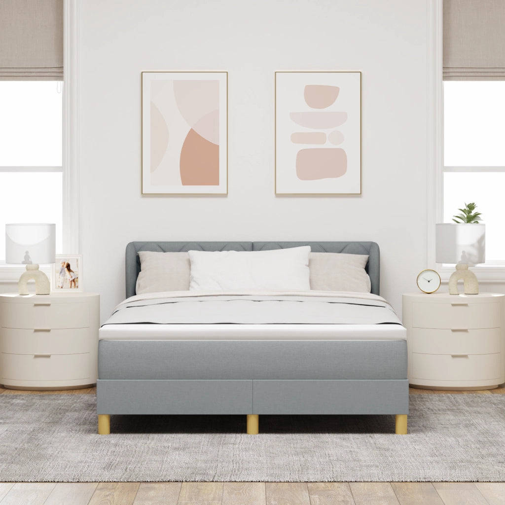 Letto a box con materasso Grigio chiaro 160x200 cm Tessuto