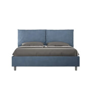 Letto matrimoniale senza rete imbottito 160x190 microfibra blu Antea