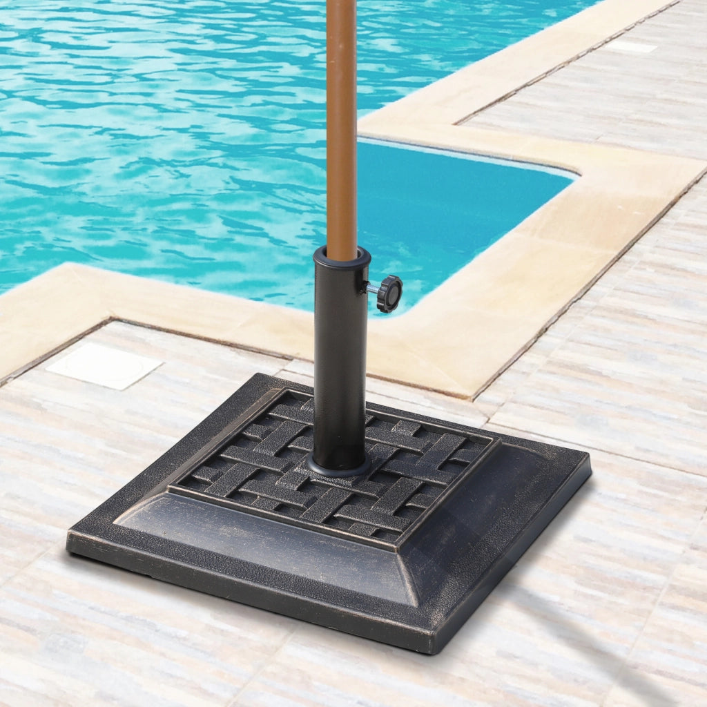 Portaombrellone in resina poliestere bronzo 9 kg con adattatori 38/48 mm, base stabile e resistente alle intemperie