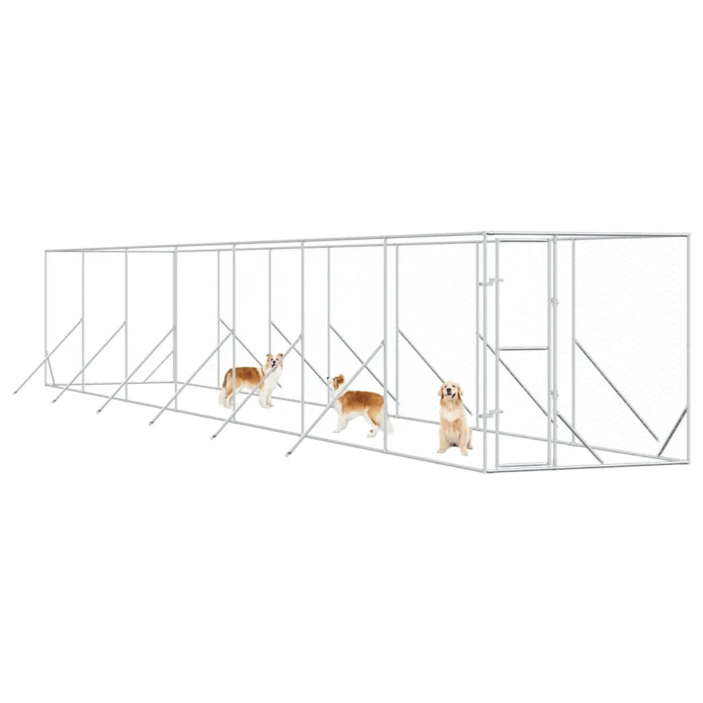 Cuccia per Cani da Esterno Argento 2x14x2 m Acciaio Zincato 3190454