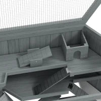 Gabbia per Criceti, 3 Piani, Vassoio Removibile, Legno e Metallo, 115x60x55 cm, Grigio