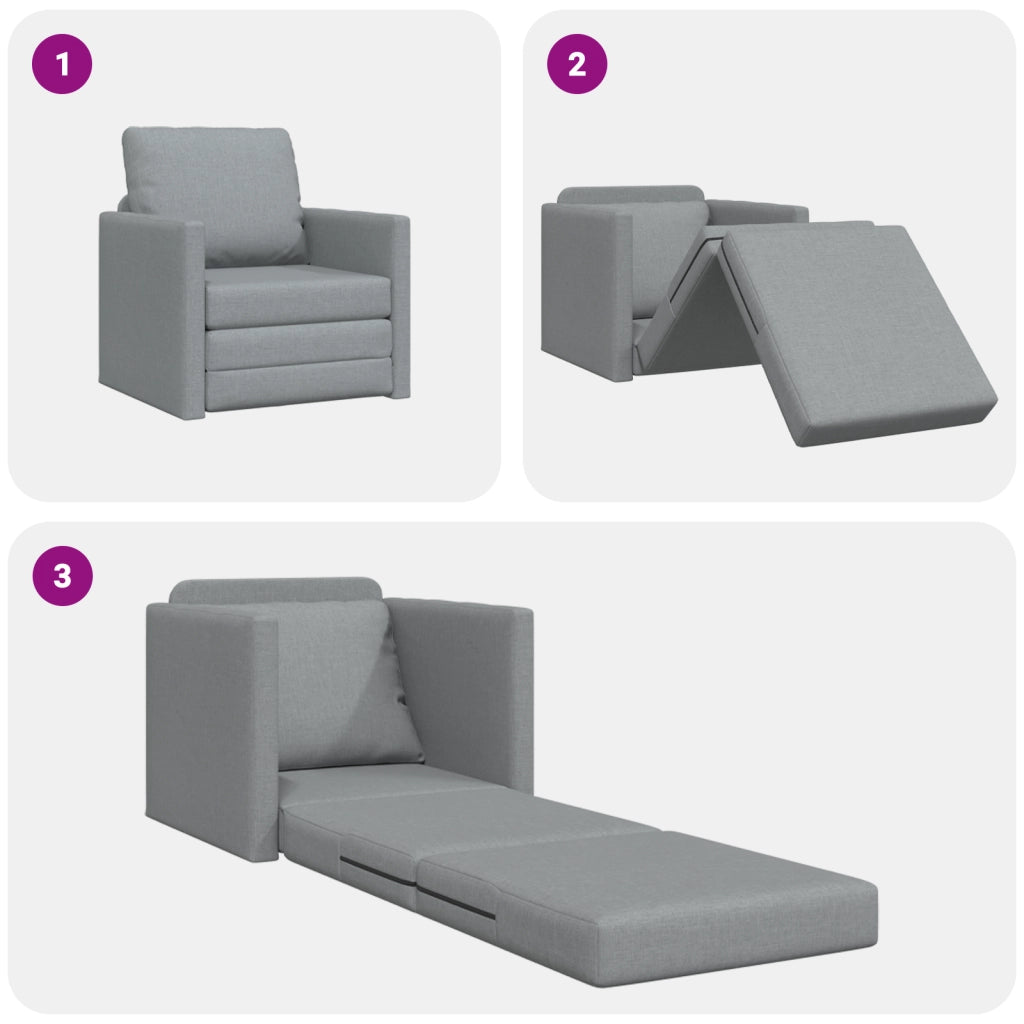 Divano Letto a Terra 2-in-1 Grigio Chiaro 74x77x81 cm Tessuto