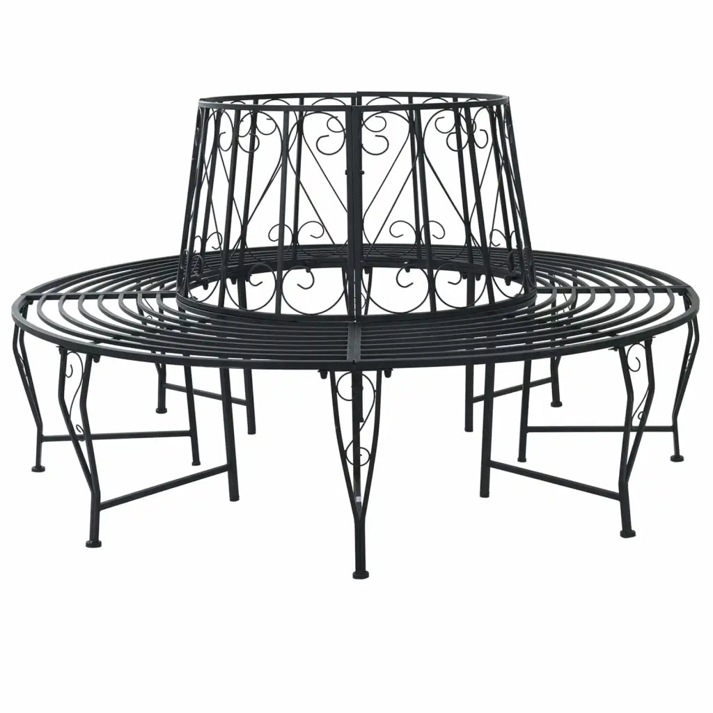 Panchina per Alberi Ø 160 x 89 cm Acciaio Nero Rotondo 42029499