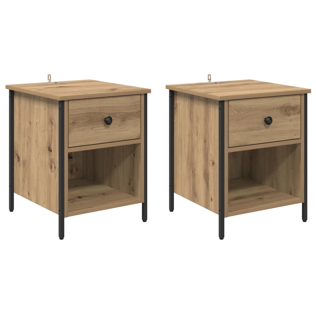Armadio da Notte 2 pcs Rovere artigianale 40 x 42 x 50 cm 881849