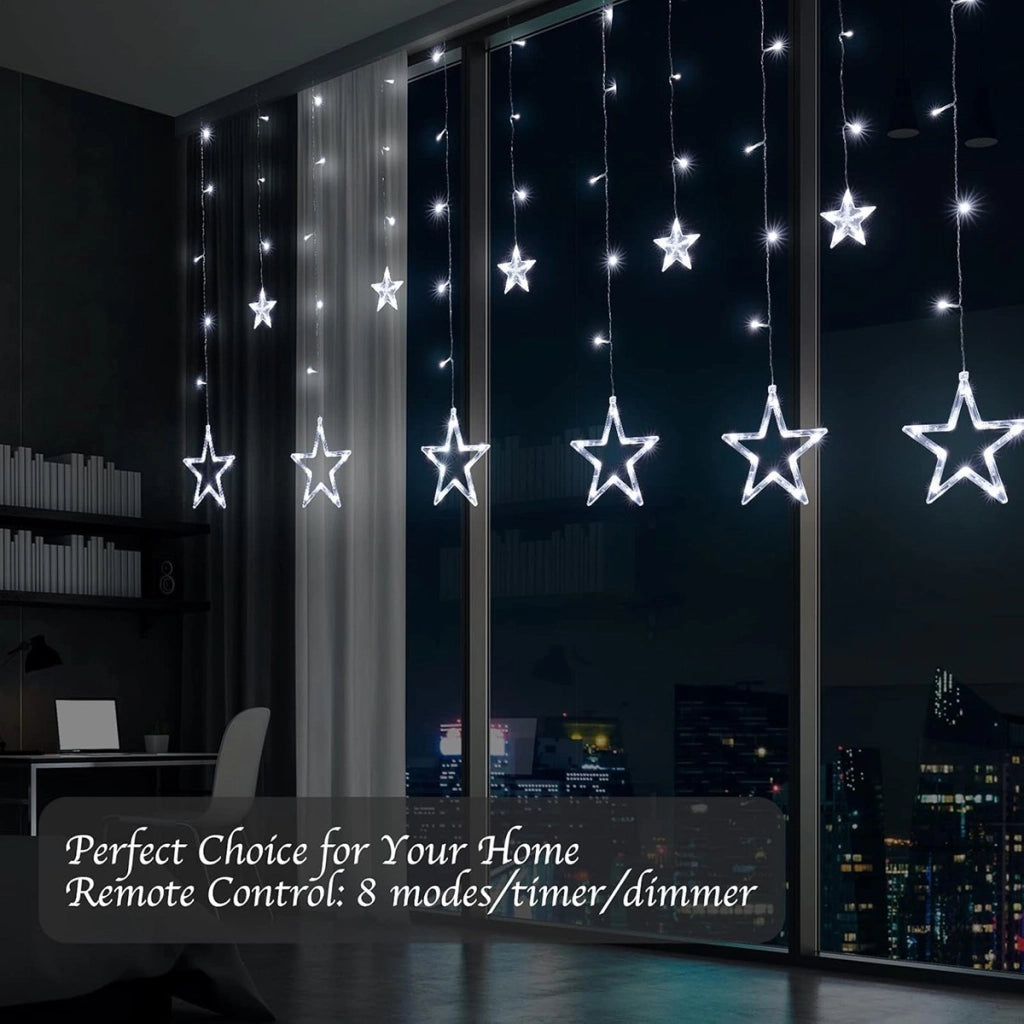 CATENA LUMINOSA STELLA LUCE BIANCO FREDDO STELLE LUCI LED NATALE FESTE ADDOBBI