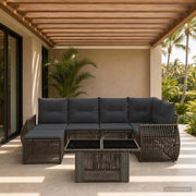 Set Divano da Giardino 7 pz Grigio e Grigio Scuro polyrattan 3436976