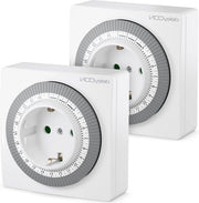 Timer meccanico regolabile manualmente tramite manopola - 96 circuiti - 3500W - Bianco - Interruttore di tempo per apparecchi elettrici